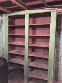 Old (walnut ? ) shelving.