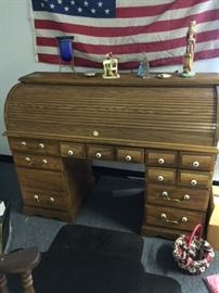 Large Oak Roll Top Desk