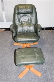 Leather Chair and Ottoman