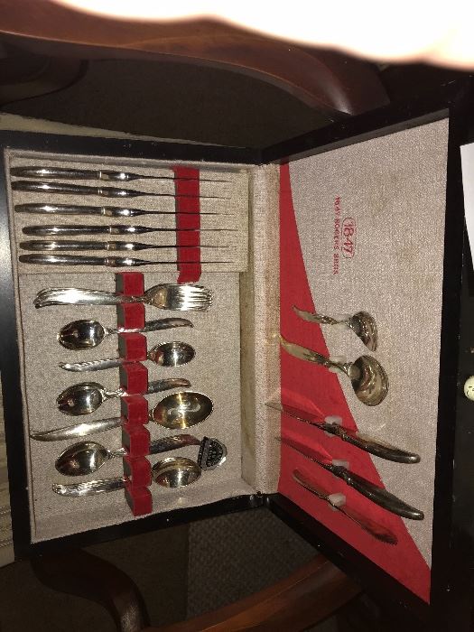 Silver plate flatware set with chest