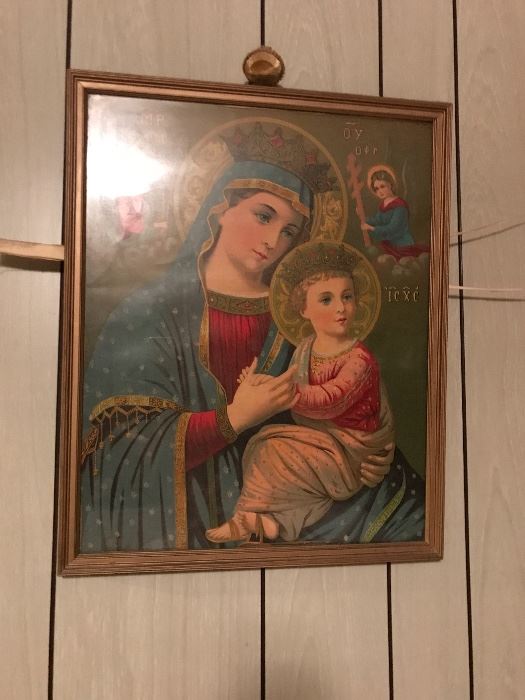 Beautiful vintage Madonna with Infant Jesus print 
