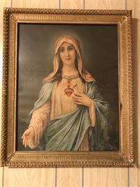 Vintage Sacred Heart of Mary framed print 