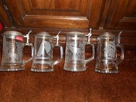 (1) Pewter lid - left, 3 metal lids