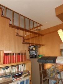 Bookcase, typewriter and table, file