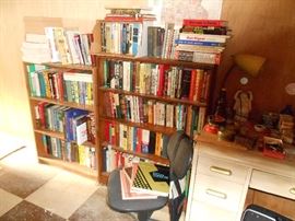 Many books and shelves