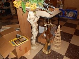 Fire place tools and figure