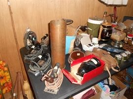 Vintage irons, gun shell