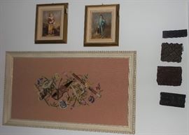Victorian needlepoint and prints