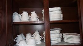 milk glass dishes, hostess sets, plates, cups saucers