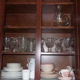 kitchen glass.  Johnson Brothers red/white. Solid white