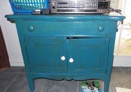 blue stain console table chest.  