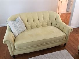 Pair Pale Yellow Loveseats “John M. Smithe” 65” Wide by36” Deep.  Excellent Condition!