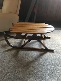 SLED COFFEETABLE, Made From Antique Sled, heavy