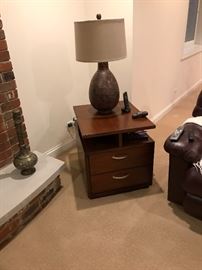 Two Drawer Modern Side Table, Larger Solid Table Lamp