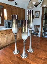 Three Modern Tall Candle Holders