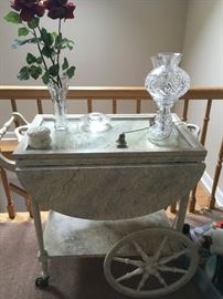 marble look tea cart