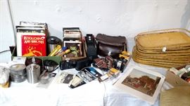 photography items and camera, serving trays and prints