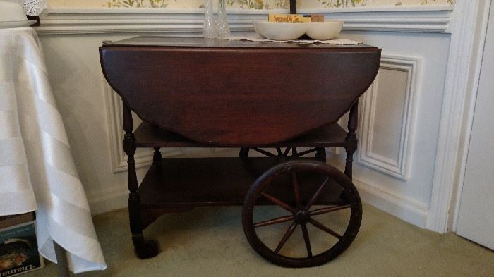 Antique tea cart great wheels