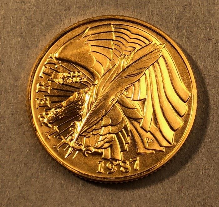 Lot 506 1987 Constitution 5 Dollar Gold Coin. In origina