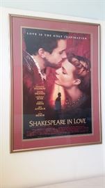 Framed "Shakespeare in Love" movie poster