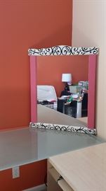 Mirror with hand painted frame.