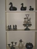 pewter pieces, cruet set