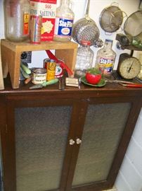 Vintage Glass Front Country Cabinet, Vintage Scale 