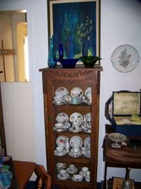 Oak Curio and Tea Cup Collection
