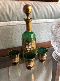 Vintage MURANO Glass Decanter and Shot Glasses