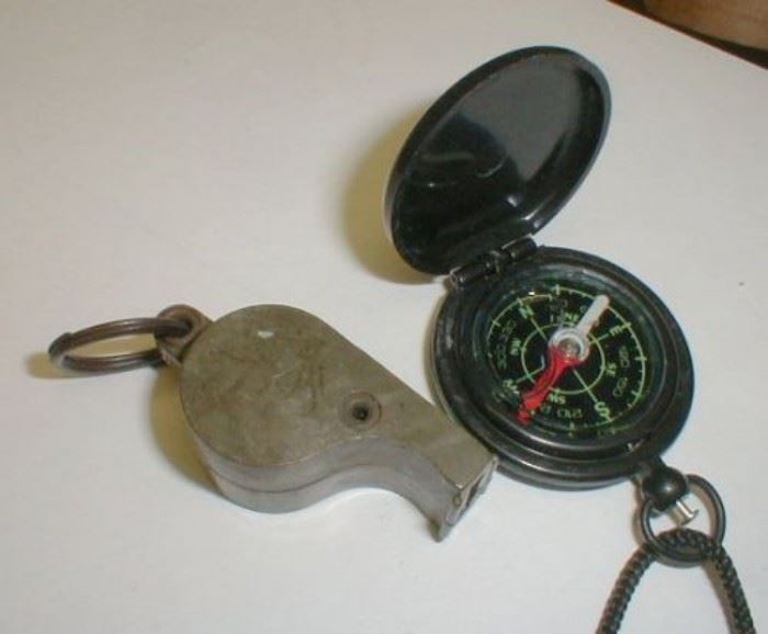 plastic army watch, plastic compass