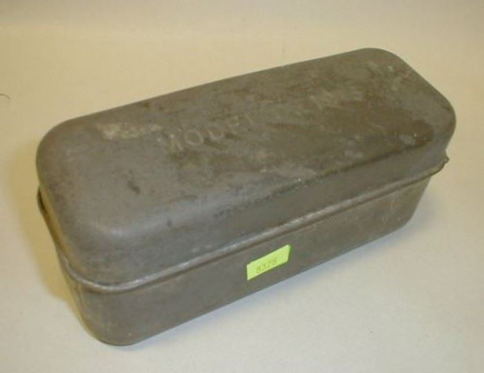 Vintage World War I bacon ration box, Model of 1916.  7" wide.  Some light surface rust inside