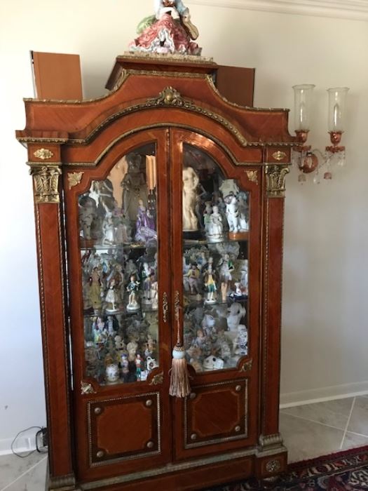 1. French style curio cabinet 76" x 43" x 18"