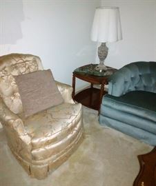 One of 2 Armchairs & 1 of 3 Matching End Tables