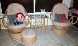 Vintage Rattan Chairs, Table by Fort Smith Furn. Co.
