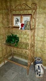 Rattan Étagère w/Glass