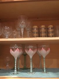 hand painted glass and retro gold trimmed sets- we are packed with cool stuff !!