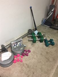 weights and treadmill area in garage