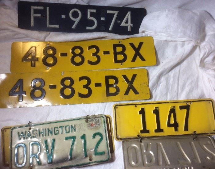 Vintage and antique license plates