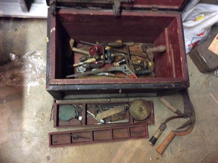 Vintage wooden tool chest