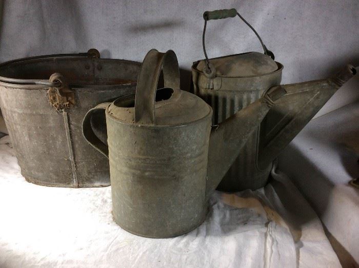 Vintage White brand galvanized containers