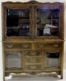 early carved china hutch