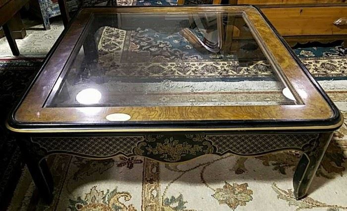 inlaid glass cocktail table
