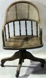 cane back swivel wood chair