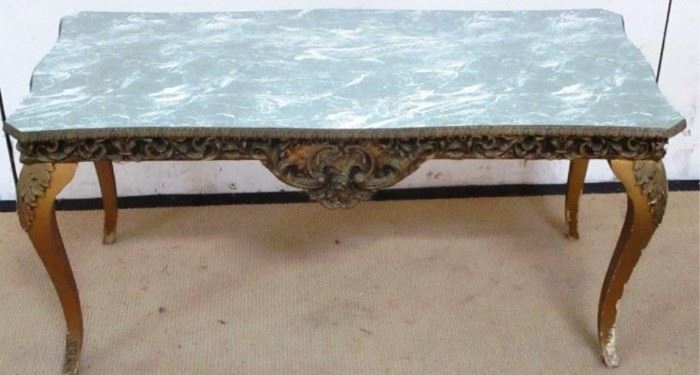 green marble top table