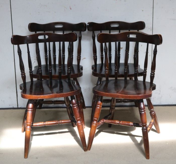 set of wood turned leg chairs