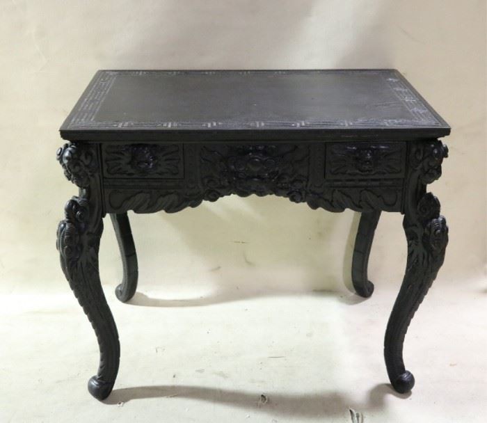 black painted carved side table