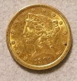 215 1899 $5 Liberty gold coin