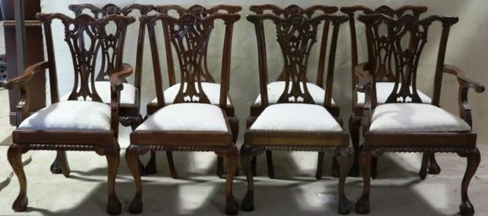 Set of 8 Chippendale carved chairs