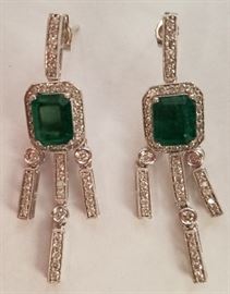 18KT Nat. Emerald & Diamond 4.7ct earring App $13,300