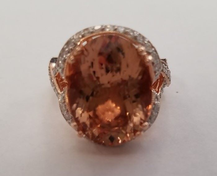 14KT Rose gold Morganite & Diamond ring APP $7,435